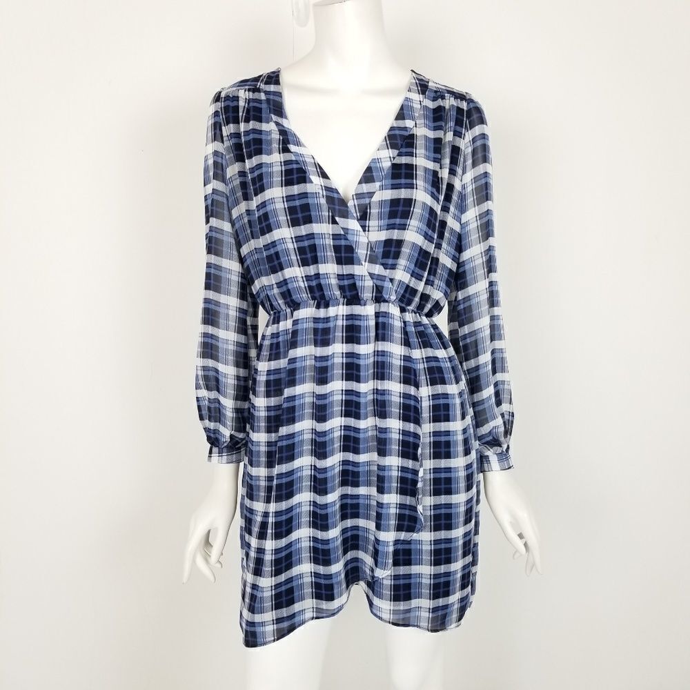 Altar'd State Plaid Faux Wrap Mini Dress Small